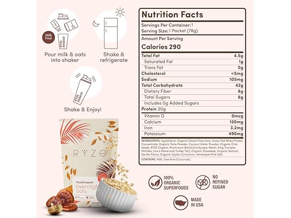 7PK RYZE SUPERFOODS Mushroom Protein Oats