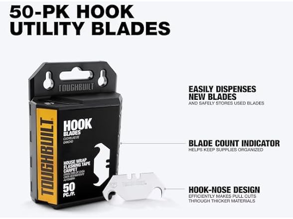 ToughBuilt TB-H4S50-14-60 50-Piece Hook Utility Blades?