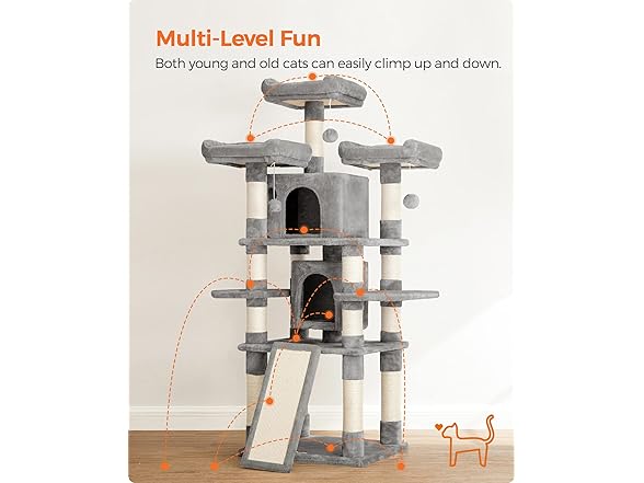 Feandrea 67 Inches Multi-Level Cat Tree