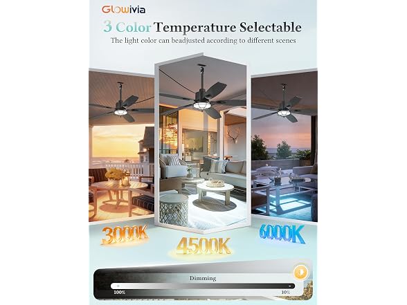Glowivia 52in Outdoor Ceiling Fan IP65