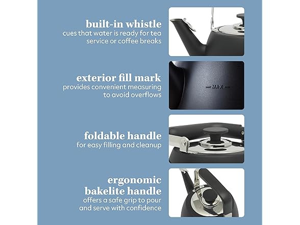 Sur La Table 2qt Steel Kettle Black