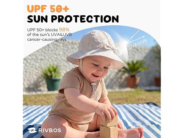 RIVBOS Toddler Sun Hat UPF 50+ Wide Brim