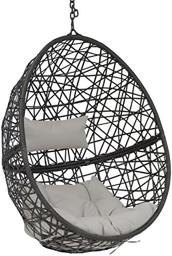 Sunnydaze Decor AJ-734 Gray Resin Wicker Egg Chair Grey