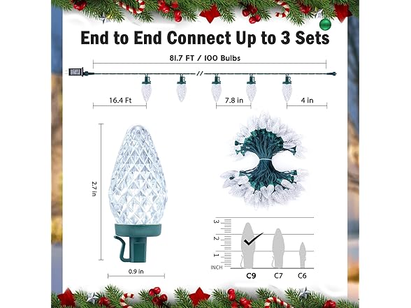 Minetom C9 LED Christmas Lights Outdoor, 81FT
