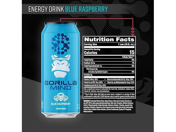 12Pk Gorilla Mind Energy Drink | Blue Raspberry