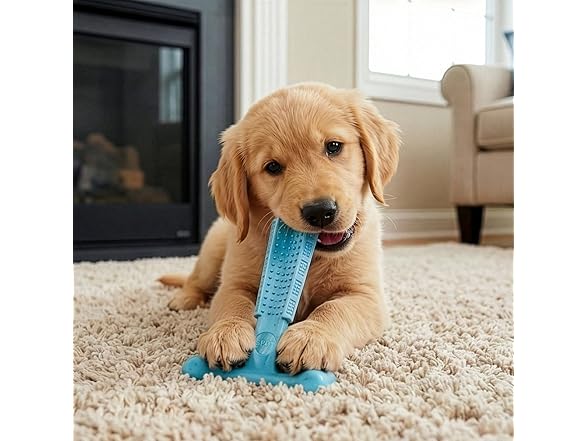 SPOT Bam-Bones Puppy T-Bone Dog Chew Toys, 2PK Blue