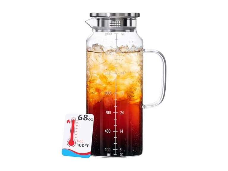 VA1KENE 68oz Borosilicate Glass Pitcher
