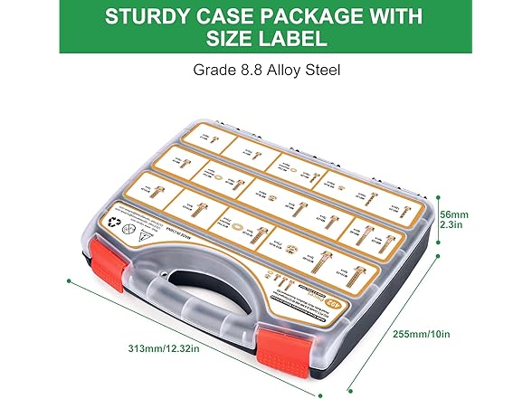 FOLIV 492PCS Flanged M6 M8 M10 Grade 8 Bolts and Nuts Kit