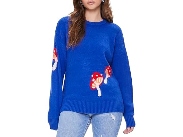 Forever 21 (S) Mushroom Ribbed-Trim Sweater