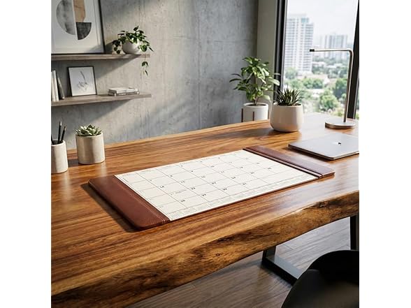 Dacasso Leather Desk Calendar pad, 25.5 x 17.25, Mocha - Gallery 2