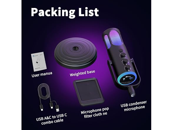 PUPGSIS Gaming Mic RGB Noise Cancel