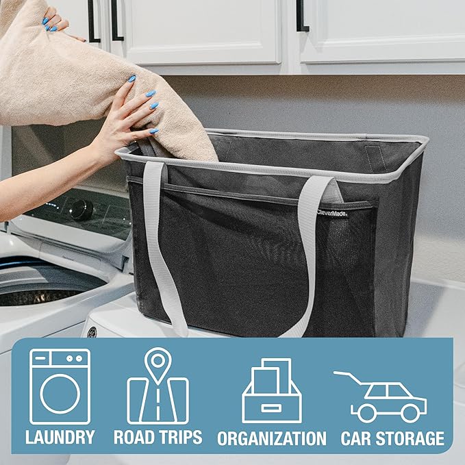 CleverMade Collapsible Tote MAX- Charcoal Gray 2Pk - Gallery 11