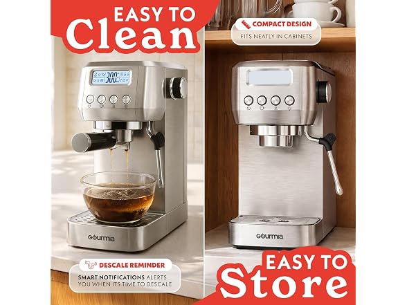 Gourmia Slim Espresso Machine with LCD Screen 