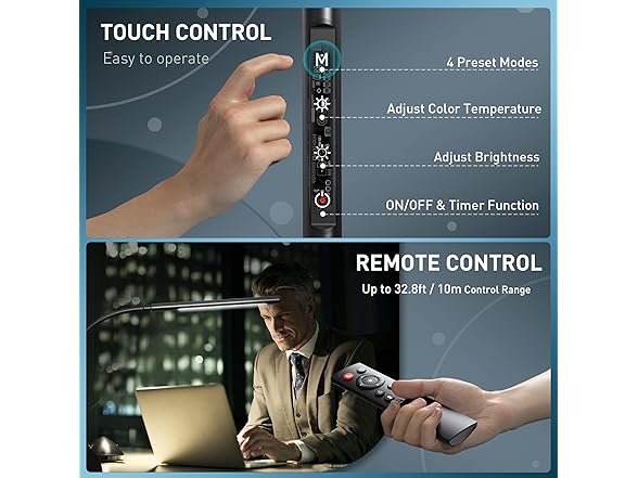 AmazLit Swing Arm Desk Light with Remote Control