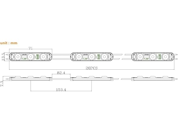 200 PC Green LED  Adhesive DC12V Module