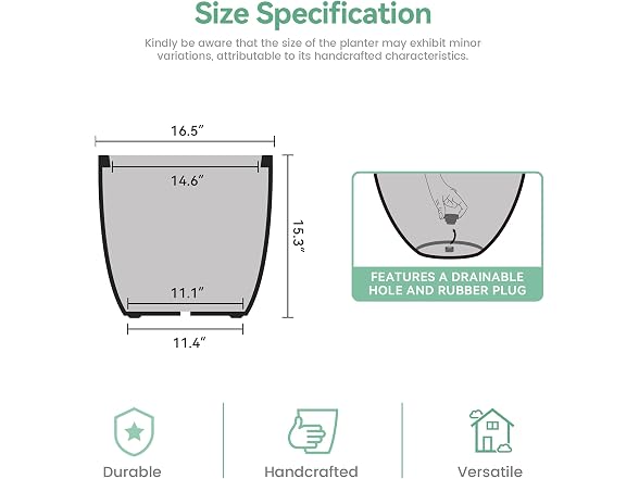 Humid Jade 16.5-Inch Concrete Planter