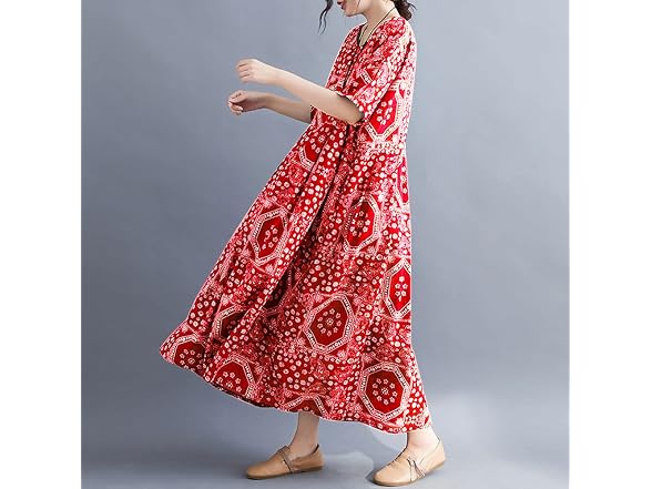 Versear Women (OS) Loose Cotton Rayon Dress Dress