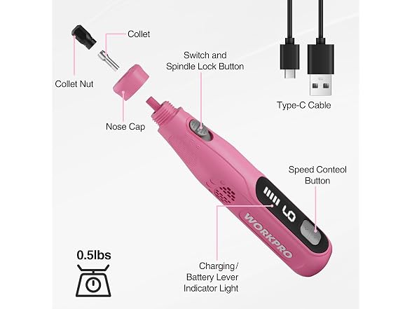 WORKPRO 3.6V Rotary Tool Kit Pink