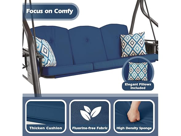 ZZW 3-Seat Outdoor Porch Swing with Stand