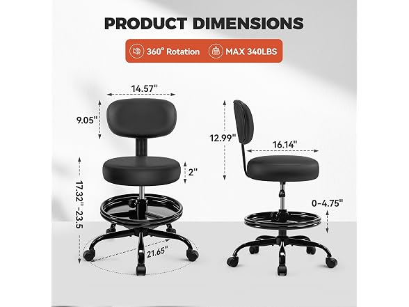 Bestglory Shop Stool with Wheels