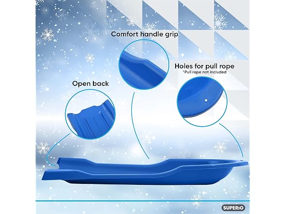 Superio Toboggan Snow Sled for Kids and Adults, 46" 12 Pack