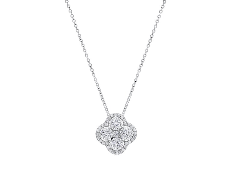 Diamond Clover Flower Necklace 2 CTTW