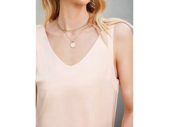 Ekouaer Women (XL) Tank Tops V Neck Silk Shirt