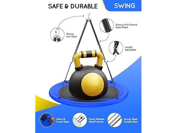 Everyfun W0568 43" Saucer Tree Swing for Kids Adult