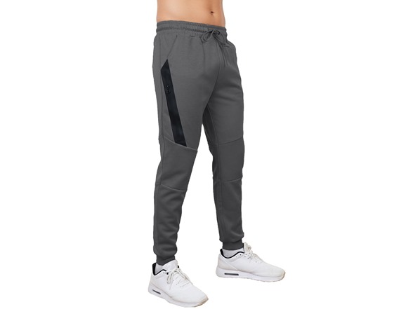 3Pk Asst Mens Tech Joggers w-Stripe Zip Patch