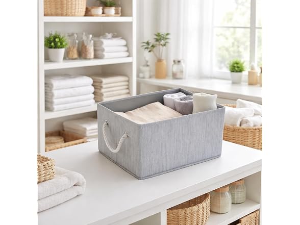 Suptinwear Storage Baskets for Shelves Grey
