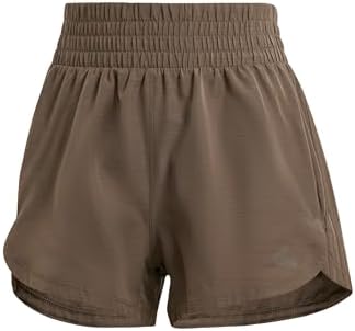 adidas Women's Pacer Training 3-Stripes Woven High-Rise Shorts, Shadow Olive/Shadow Olive