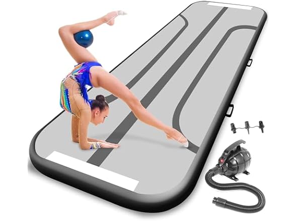 SereneLife Inflatable Gymnastics Mat 9.8 ft Air Track Tumble Mat