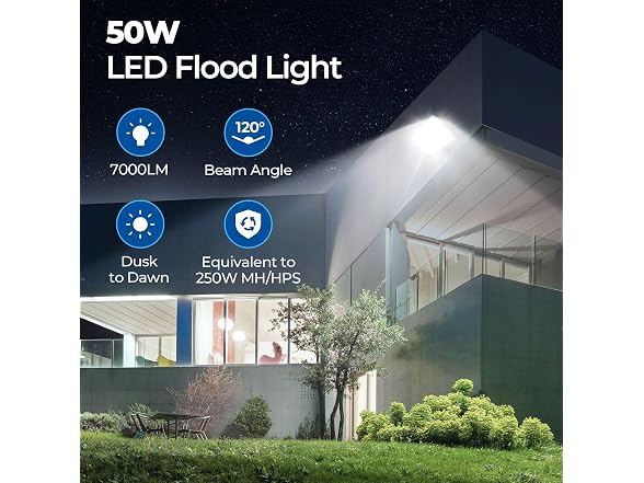 CINOTON 50W LED Flood Light Dusk to Dawn