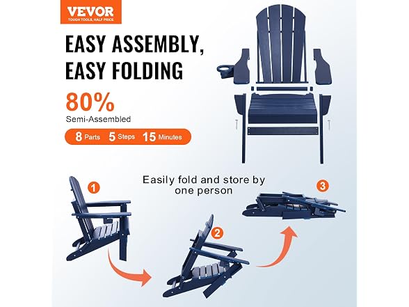 Adirondack Chair Plastic, Set of 2 All-Weather