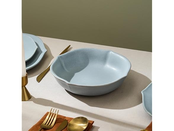 Stone Lain Baskerville 12-Piece Dinnerware Set, Light Blue