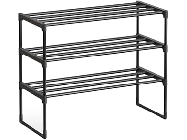 $11.99, Was $14.99, 20% Off! SONGMICS Shoe Rack 3-Tier 11.8 x 26.8 x 21.7 Inch dealfomo