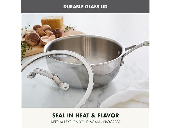 GreenPan Valencia Pro Tri-Ply Stainless Steel 2.5QT Chef's Pan with Lid