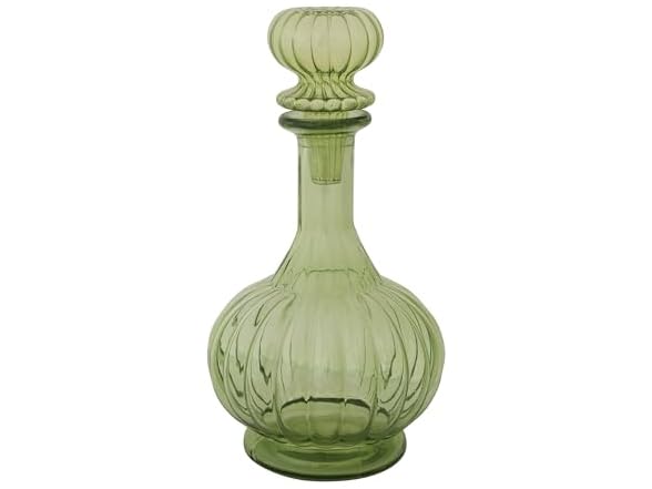 Creative Co-Op 40-Ounce Round Ribbed Glass Decanter 