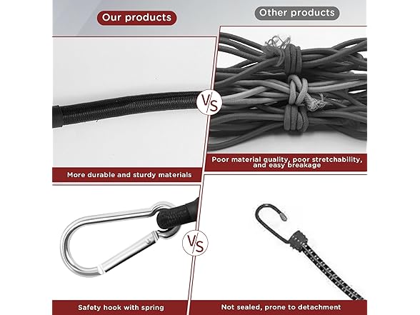 Bungee Cords Carabiner 12/18/24" 6pc