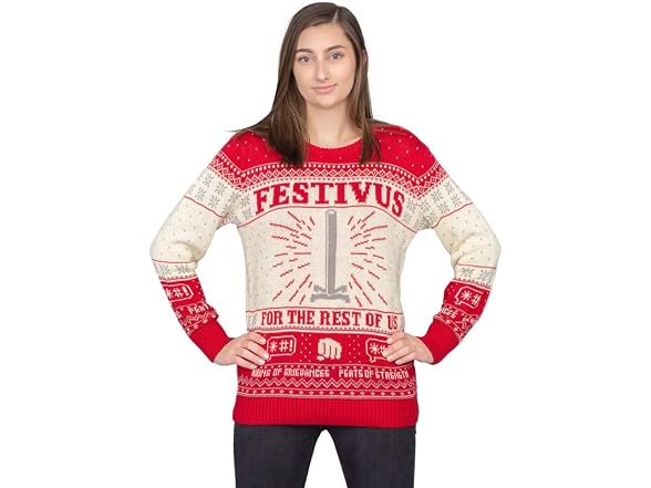 Seinfeld (L) Festivus Rest Us Pole Ugly Sweater