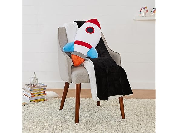 Amazon Basics Kids Space Rockets Decorative Pillow