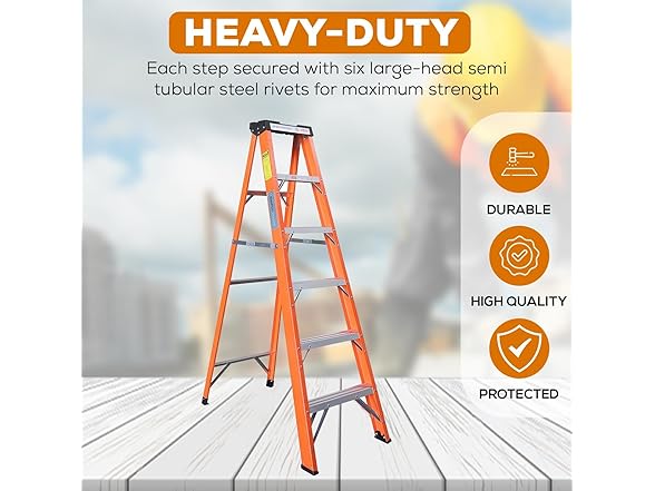 Simpli-Magic 6-Foot Fiberglass Step Ladder, 250lb