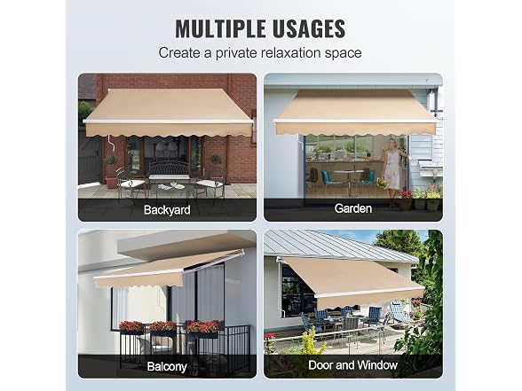 Manual Retractable Awning, 8 x 7 ft Outdoor