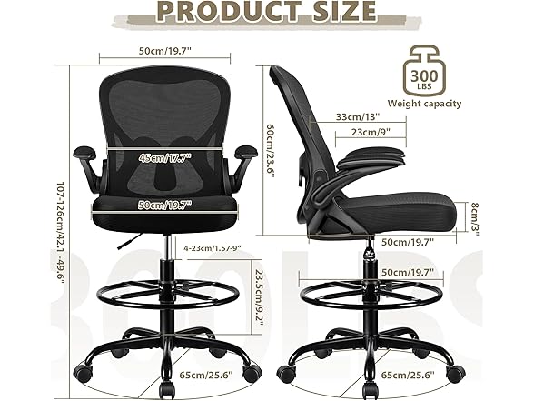 Winrise W0893 Drafting Chair 935Z Black