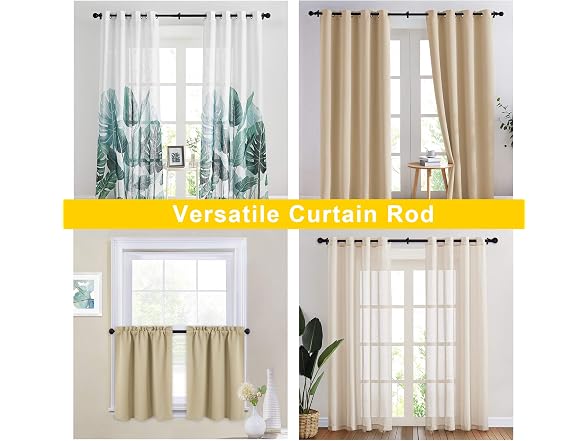 NICETOWN Black Curtain Rods 28-48" Ball