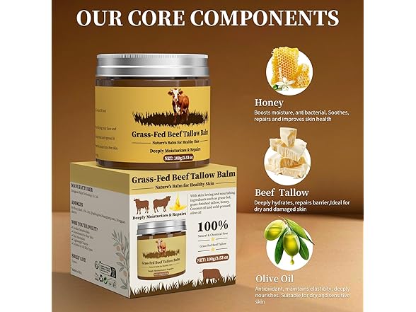 Grass Fed Beef Tallow Moisturizing Balm