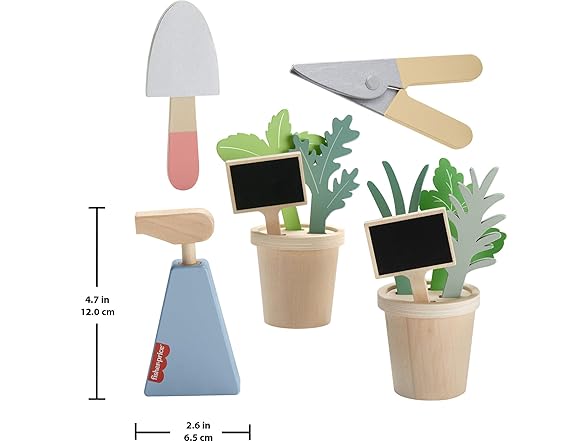 Fisher-Price Wood Play Toy Herb Garden & Tools Set