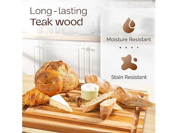 Yes4All Durable Teak Cutting Board for Kitchen