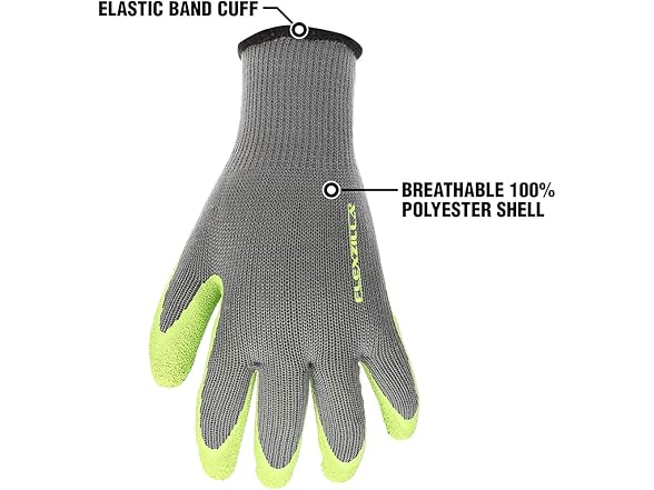 Flexzilla Crinkle Latex Dip Gloves, 3 Pack
