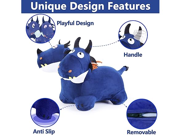 iPlay iLearn Plush Ride-On Blue Dragon